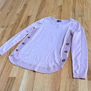 LEFTY & ME Side Accent Button Mauve Pink Sweater, Size Medium Stitch Fix